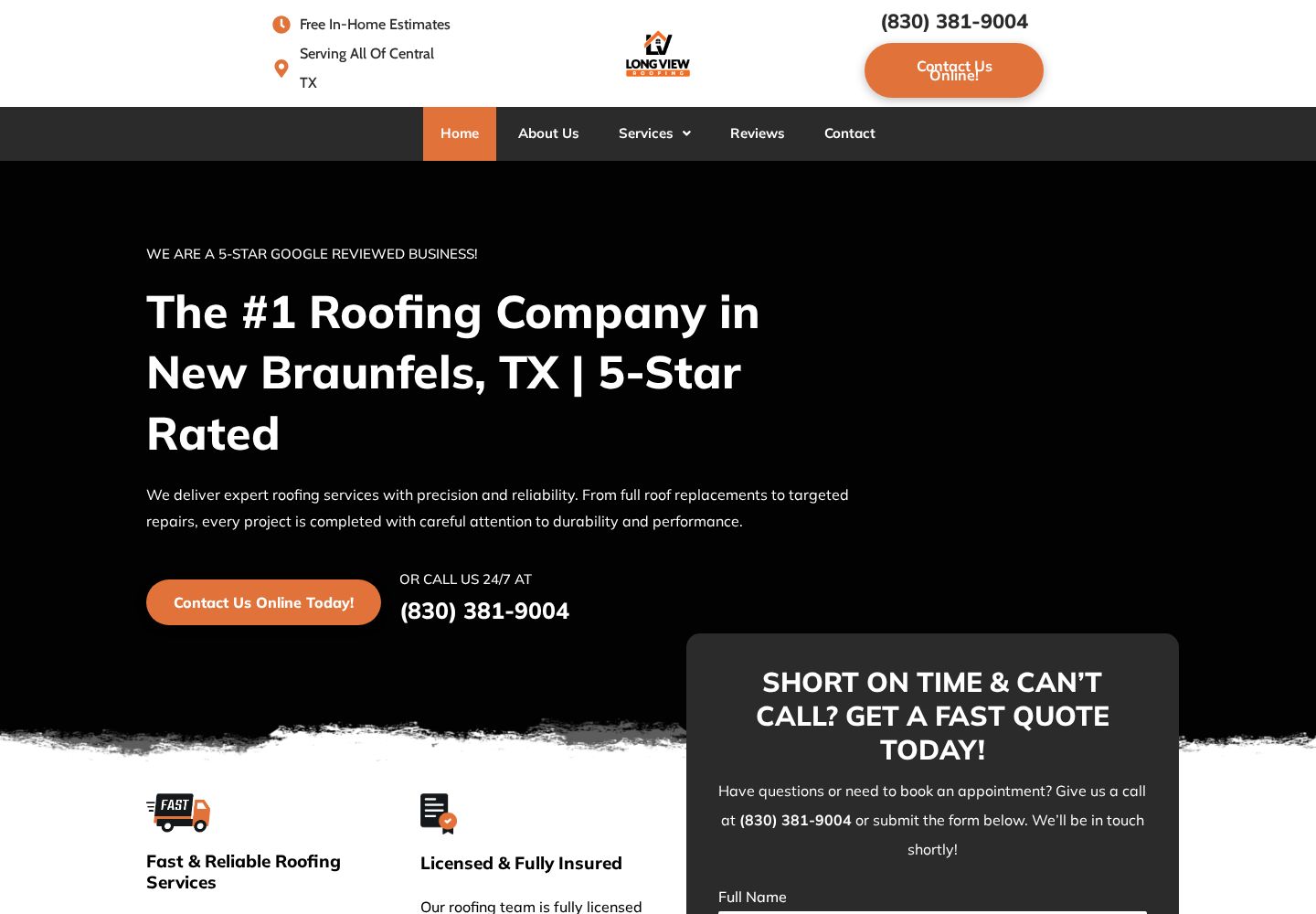 Longview Roofing website designed by Restoration Webmasters